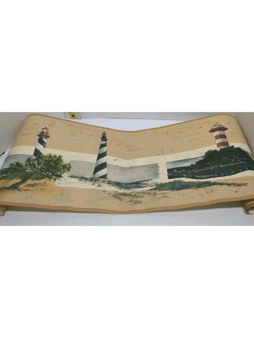 Lighthouse Wallpaper Border York 9 inches x 5 yards Prepasted Sand Tan